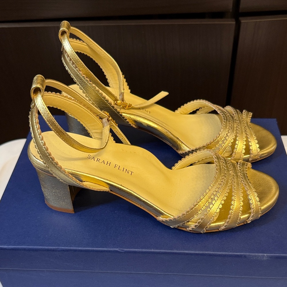Sarah Flint Kathryn Metallic Gold Women's Sandals - Picture 8 of 8